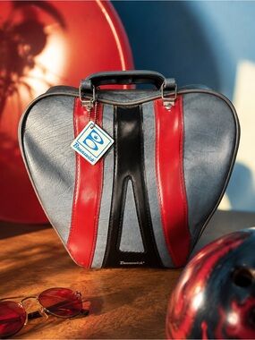 Vintage Brunswick Bowling Bag Gray Red Black Retro Decor Purse